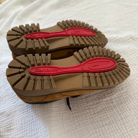 Candies Chunky Moc Oxford Size 7.5 Lug Sole Lace Up 90s Y2k Wheat Yellow Leather - Picture 11 of 13